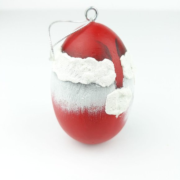 Wood Egg Painted Santa Christmas Ornament Red White - Picture 6 of 12